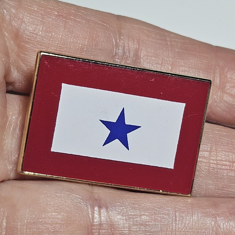 Blue Star Family Lapel Pin United States Military Service Gold Tone Red White